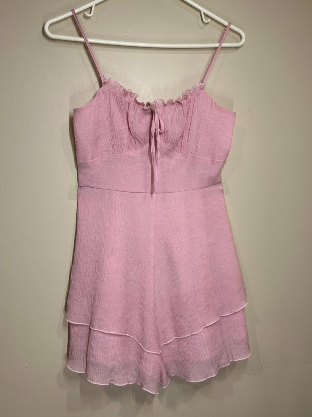 Women's Simplee Apparel Dainty Pink Whimsical Feminine Ruffle Romper Sz SM